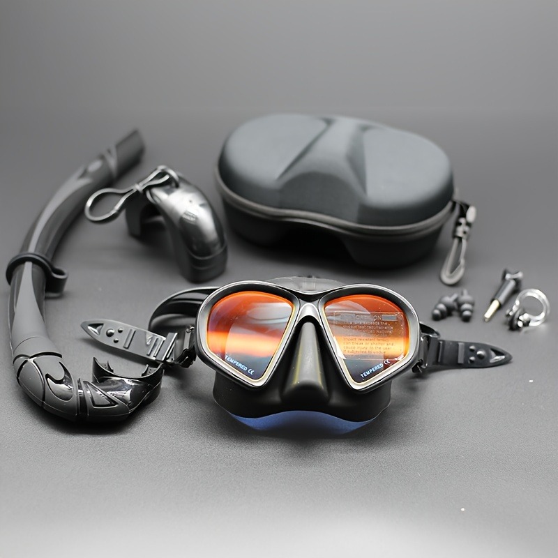 Freediving Mask Set - 전문가용 저용량 프리다이빙 마스크, 강화유리 다이빙