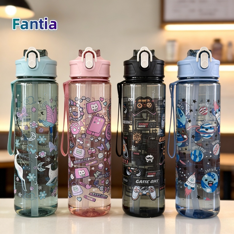 Aquatic Gym - 편리한 750ml 물병 프린트된 만화 캐릭터