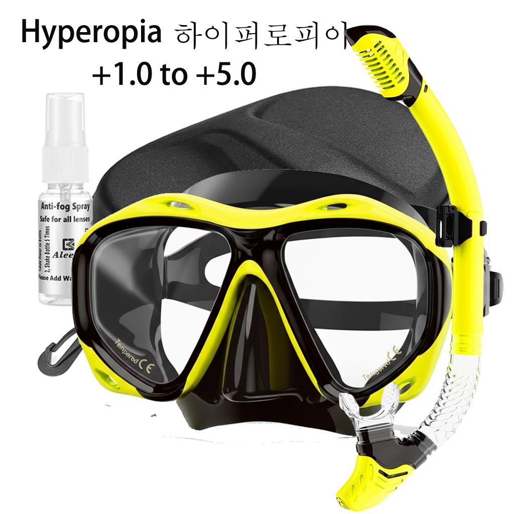 Freediving Mask Set - 다이빙 마스크 +1.0 ~ +5.0, 남성