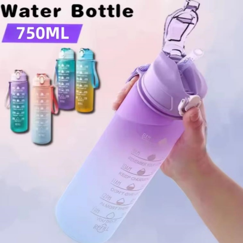 Aquatic Gym - 750ML 시간 표시가 있는 스포츠 물병,